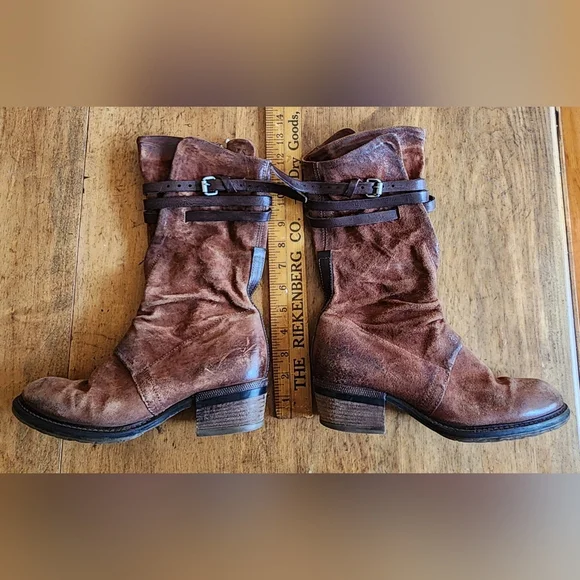 A.S.98 Carter 40 Suede Leather Boots EUC $398 Chestnut Brown 8.5 9 W Boho Moto - Picture 8 of 17